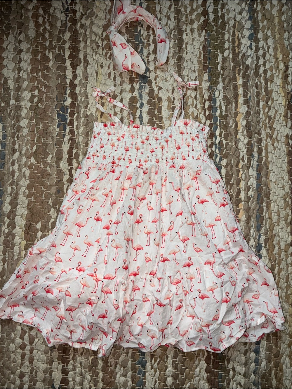 Janie and Jack Pink Sundress with Flamingos & Matching Headband